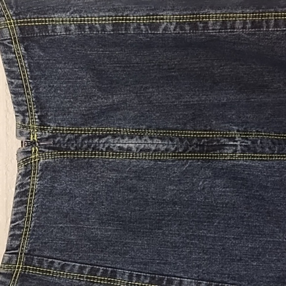 IE Denim Skirt with Green Stitching - Picture 3 of 11